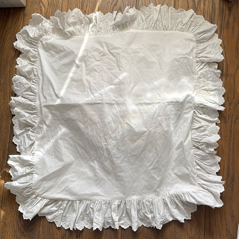 Two Ralph Lauren euro shams pillow cases with lace detail. Large size